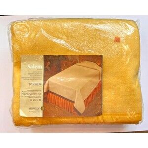 Beacon Salem Vintage Blanket 72x90 Twin/Full Mustard Yellow Color 100% Polyester